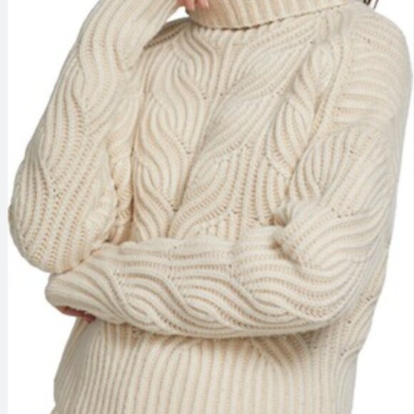 Zimmermann Cosmic Woven Cable Turtleneck Sweater Merino Wool SIze 1 - Picture 2 of 4